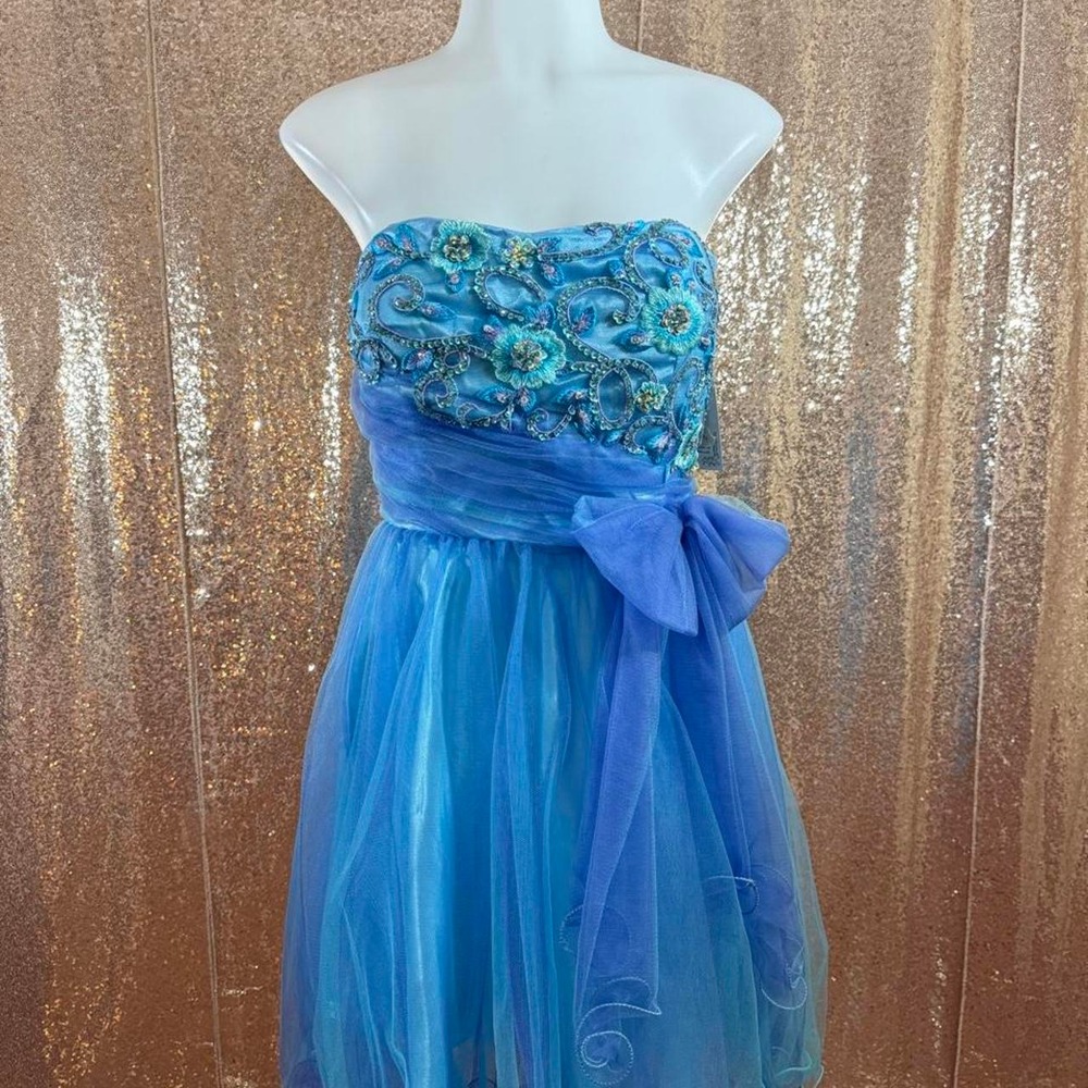 💎 Whimsical Aqua & Purple Beaded Tulle Homecoming Dress/Sizes L-XL-2XL